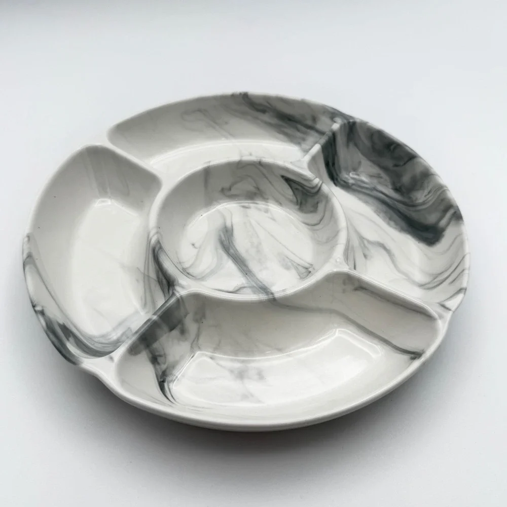Chic‎ & Tonic The Polished Collection 8in Ceramic Sectional Marble Party Dish